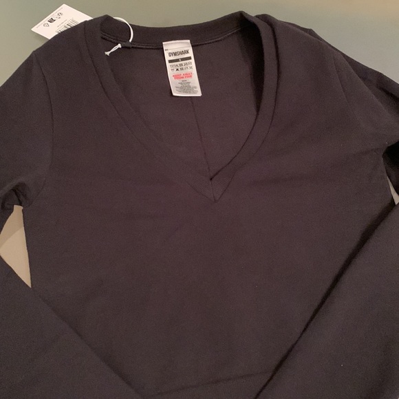 BNWT GYMSHARK COTTON SEAMLESS LONG SLEEVE MIDI TOP BLACK SZ XS 2024 R… - Picture 5 of 7